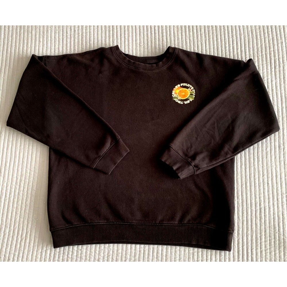 H&M Men's Medium Black Crew Neck Sweatshirt Oversized Fit Pullover Casual